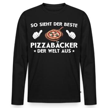 Pizza Best Pizza Maker Gift Idea - Men's Premium Organic Long Sleeve Shirt - black - Front - Nico (187cm)