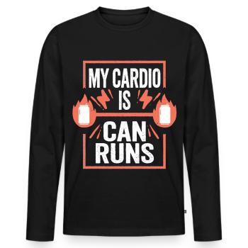 Boissons énergisantes : mon cardio fait des courses - T-shirt manches longues Premium bio Homme - noir - Devant - Nico (187cm)