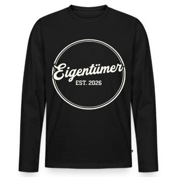 Owner Est. 2026 – Proud Owner Retro - Men's Premium Organic Long Sleeve Shirt - black - Front - Nico (187cm)