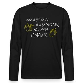 Quand la vie vous donne des citrons Statement - T-shirt manches longues Premium bio Homme - noir - Devant - Nico (187cm)