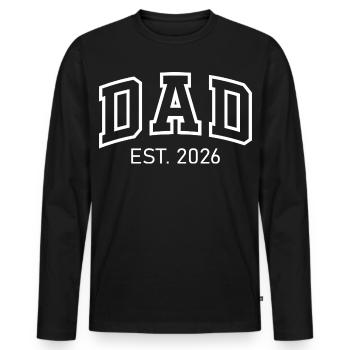 Dad est 2026 Minimal Design for Modern Dads - Men's Premium Organic Long Sleeve Shirt - black - Front - Nico (187cm)