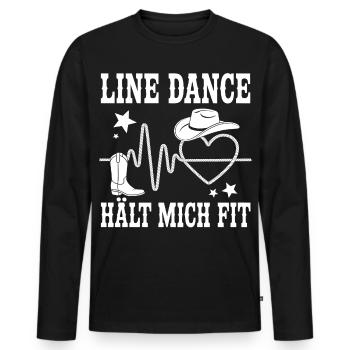 Danse en ligne Cowboy battement de cœur - T-shirt manches longues Premium bio Homme - noir - Devant - Nico (187cm)