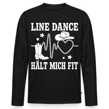 Line Dance Heartbeat Cowboy - Men's Premium Organic Long Sleeve Shirt - black - Front - Nico (187cm)