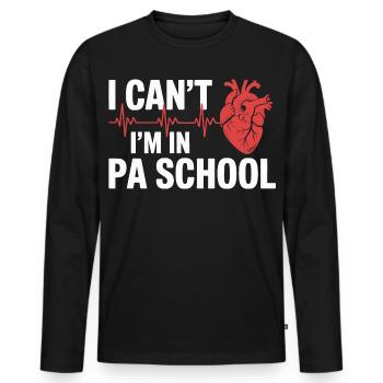 Devise du battement de cœur de l’école PA - T-shirt manches longues Premium bio Homme - noir - Devant - Nico (187cm)