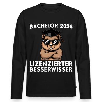 Licence 2026 Wombat avec lunettes de soleil - T-shirt manches longues Premium bio Homme - noir - Devant - Nico (187cm)