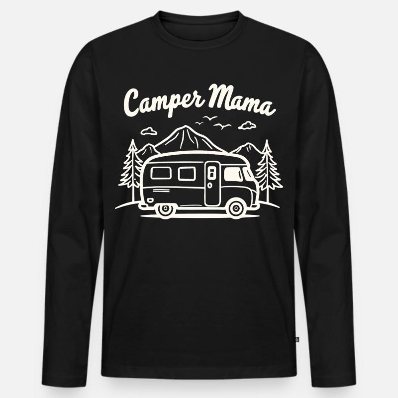 Camper Mama Abenteuer Berge Campingbus - Männer Premium Bio Langarmshirt - Schwarz