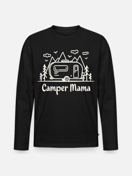 Camper Mama Abenteuer Berge Campingbus - Männer Premium Bio Langarmshirt - Schwarz