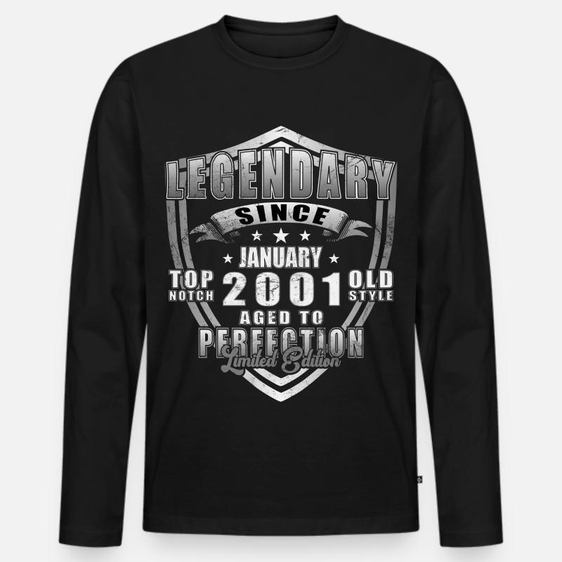 Legendary Since January 2001 Shield - Männer Premium Bio Langarmshirt - Schwarz