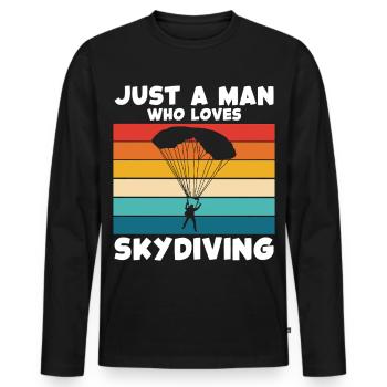 Fallschirmsport Retro Regenbogen - Männer Premium Bio Langarmshirt - Schwarz - Vorne - Nico (187cm)