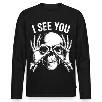 I See You Skelett Blick - Männer Premium Bio Langarmshirt - Schwarz - Vorne - Nico (187cm)
