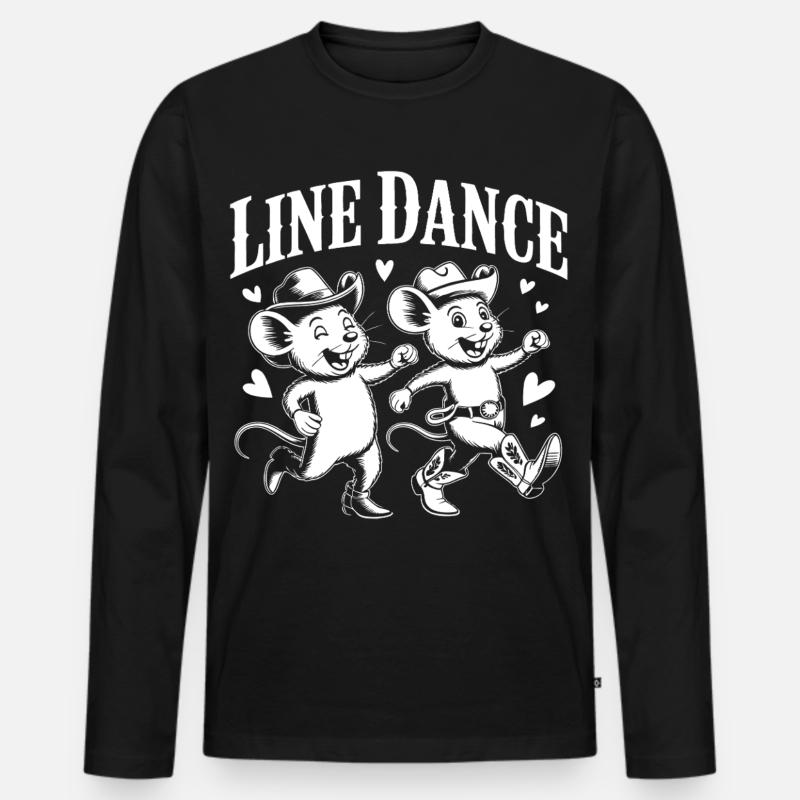 Line Dance Mäuse Retro - Männer Premium Bio Langarmshirt - Schwarz