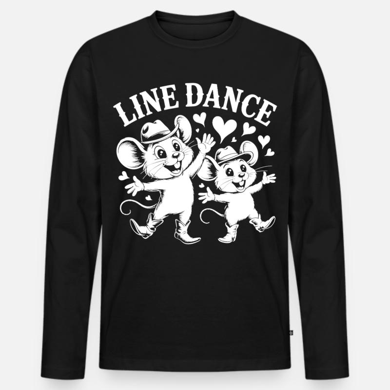 Line Dance Mäuse - Männer Premium Bio Langarmshirt - Schwarz