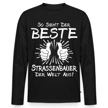 Best road builder - Men's Premium Organic Long Sleeve Shirt - black - Front - Nico (187cm)
