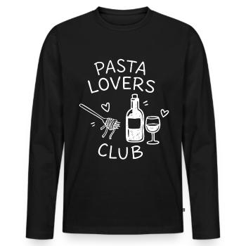 Pasta Lovers Club Wine Noodles Enjoyment Statement - Men's Premium Organic Long Sleeve Shirt - black - Front - Nico (187cm)