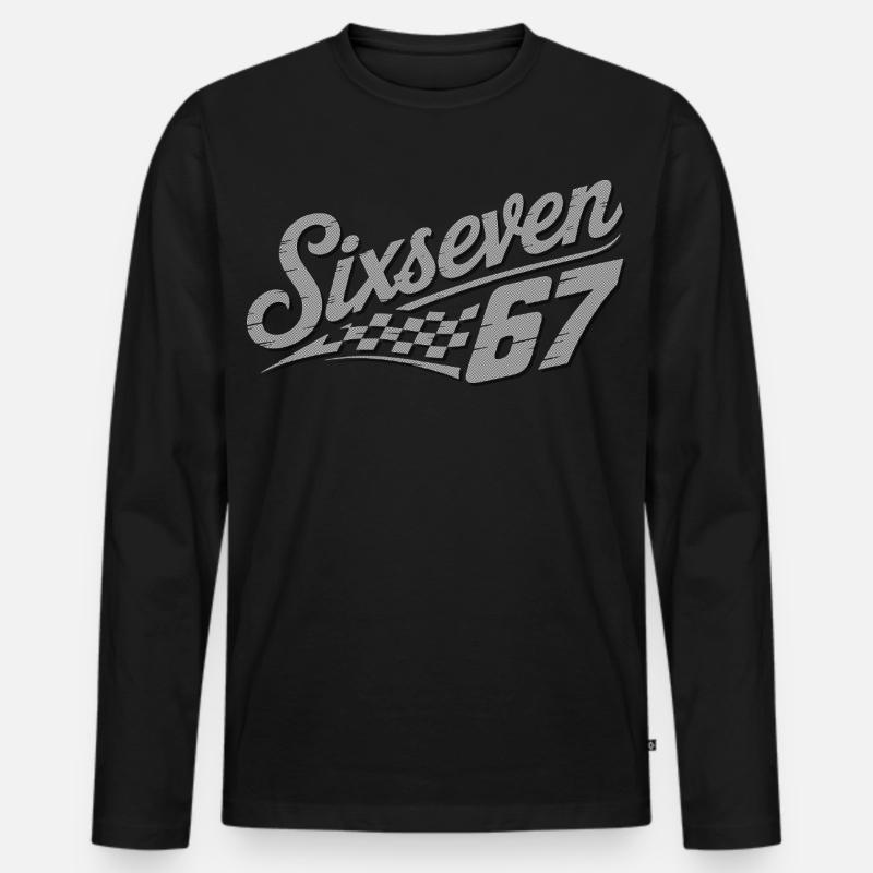 Six Seven Schachbrettflagge - Männer Premium Bio Langarmshirt - Schwarz