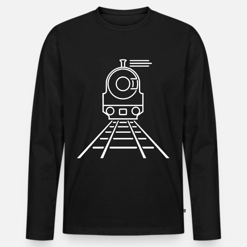 Cartoon Eisenbahn - Männer Premium Bio Langarmshirt - Schwarz
