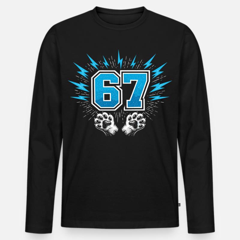 67 Six Seven - Katzenpfote - Männer Premium Bio Langarmshirt - Schwarz