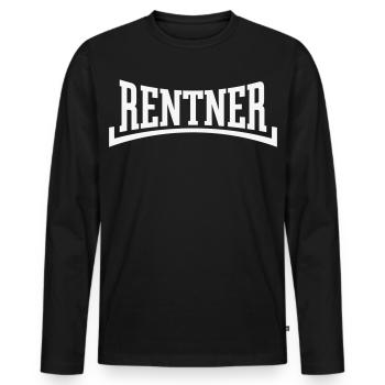 Rentner (Rente / Ruhestand / Konkav / White) - Männer Premium Bio Langarmshirt - Schwarz - Vorne - Nico (187cm)
