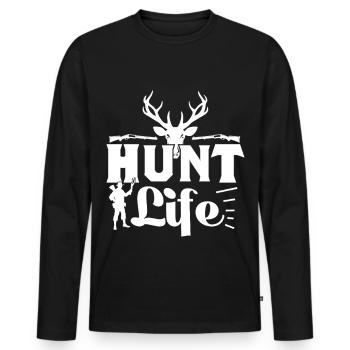 Hunt Life - Männer Premium Bio Langarmshirt - Schwarz - Vorne - Nico (187cm)