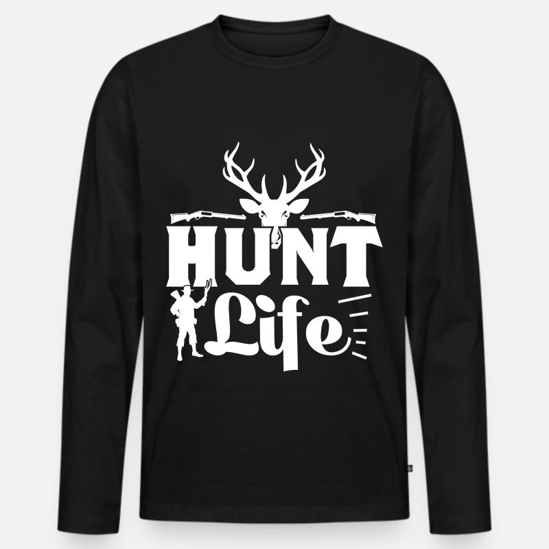 Hunt Life - Männer Premium Bio Langarmshirt - Schwarz