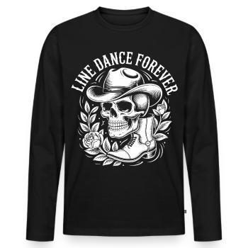 Line Dance Skull Western - Men's Premium Organic Long Sleeve Shirt - black - Front - Nico (187cm)