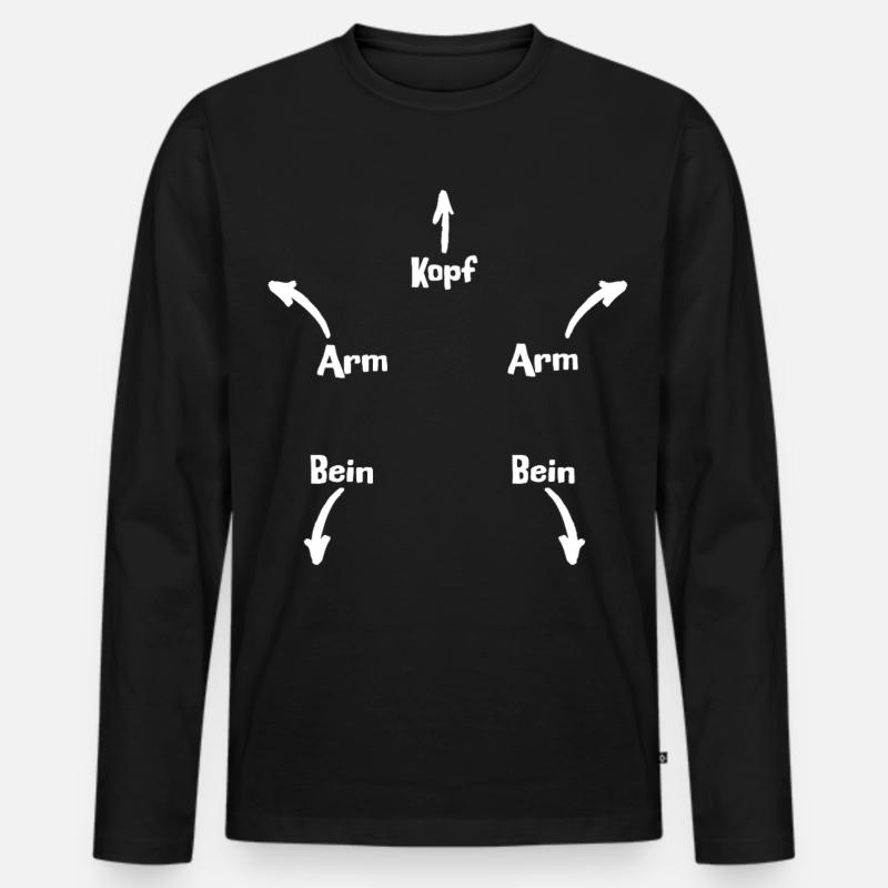 Kopf Arm Bein Diagramm - Männer Premium Bio Langarmshirt - Schwarz