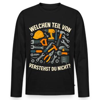 Chaos d’outils, quelle partie dit drôle - T-shirt manches longues Premium bio Homme - noir - Devant - Nico (187cm)