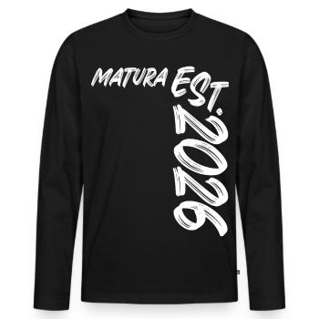 Matura Est 2026 - Männer Premium Bio Langarmshirt - Schwarz - Vorne - Nico (187cm)