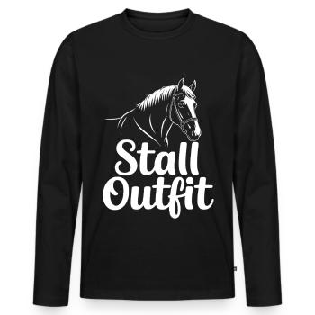 Stall Outfit Reiterin - Männer Premium Bio Langarmshirt - Schwarz - Vorne - Nico (187cm)