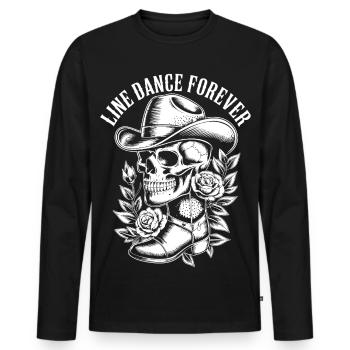 Cowboy en os avec cadre de fleurs - T-shirt manches longues Premium bio Homme - noir - Devant - Nico (187cm)
