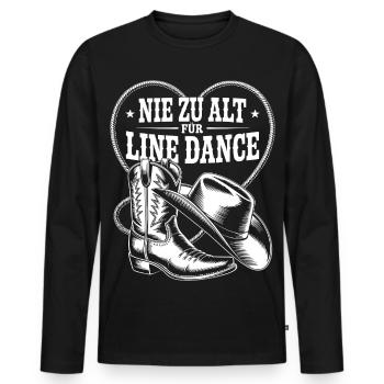 Nie zu alt für Line Dance - Männer Premium Bio Langarmshirt - Schwarz - Vorne - Nico (187cm)
