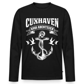 Vacances en mer du Nord Aventure AHOI Fun - T-shirt manches longues Premium bio Homme - noir - Devant - Nico (187cm)