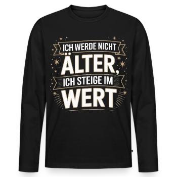 Drôle d’anniversaire en disant que je ne vieillis pas - T-shirt manches longues Premium bio Homme - noir - Devant - Nico (187cm)