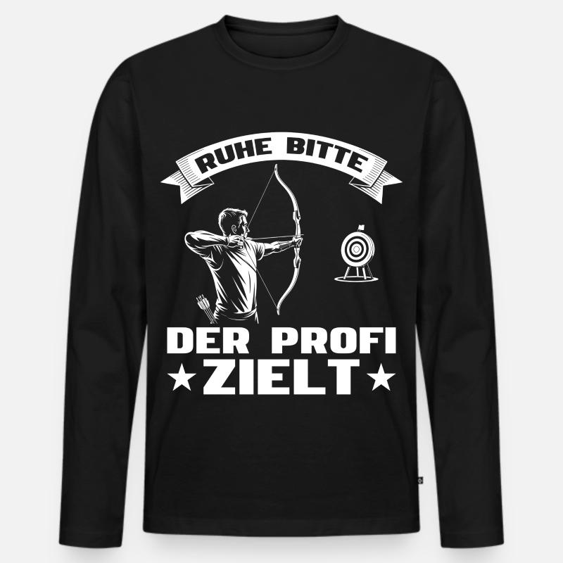Bogenschießen Der Profi zielt - Bogensport - Männer Premium Bio Langarmshirt - Schwarz