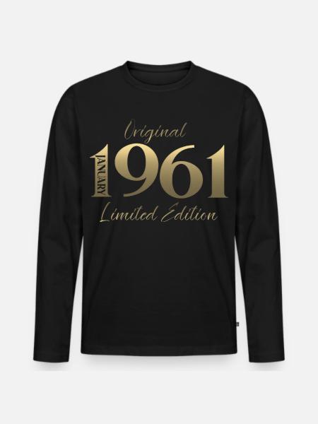 65th Birthday Original January 1961 - Men's Premium Organic Long Sleeve Shirt - black