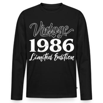Vintage 1986 Limited Edition Anniversaire Cadeau - T-shirt manches longues Premium bio Homme - noir - Devant - Nico (187cm)