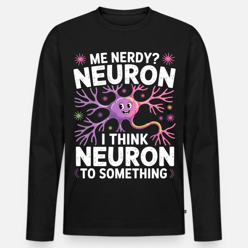 Me Nerdy? Neuron Wortwitz - Männer Premium Bio Langarmshirt - Schwarz