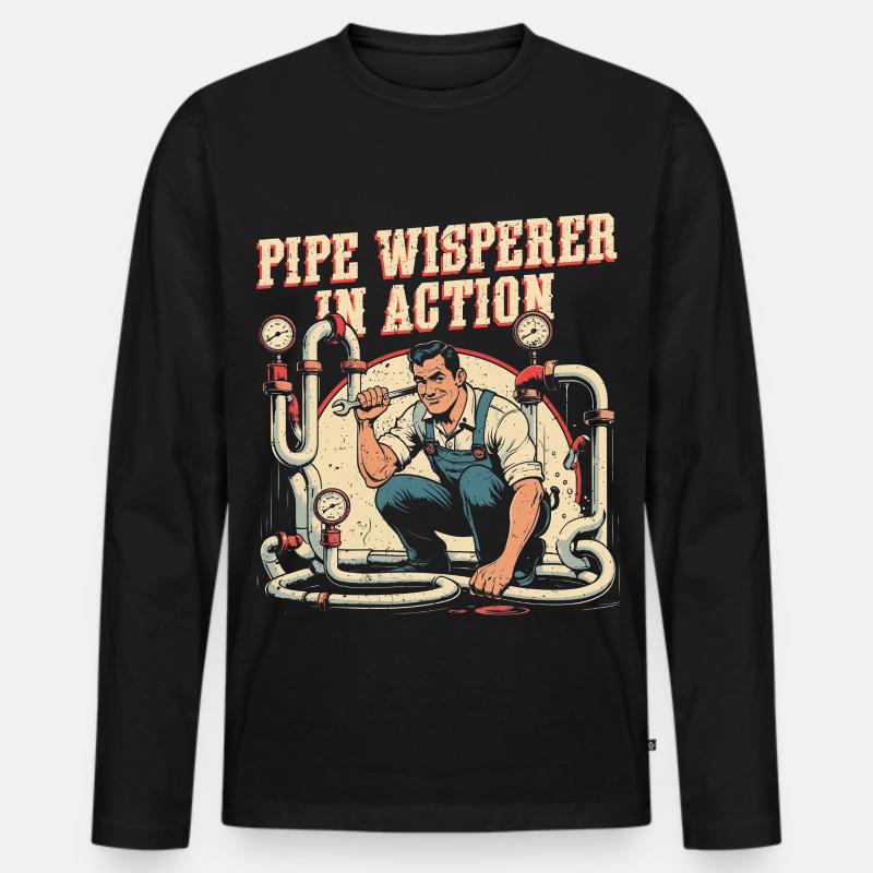 Pipe Layer Pipe Builder Pipe Whisperer - T-shirt manches longues Premium bio Homme - noir