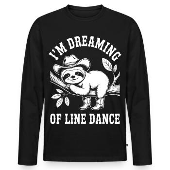 Faultier Cowboy tanzt Line Dance - Männer Premium Bio Langarmshirt - Schwarz - Vorne - Nico (187cm)