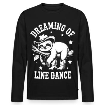 Sloth LineDance Cowboy - Men's Premium Organic Long Sleeve Shirt - black - Front - Nico (187cm)
