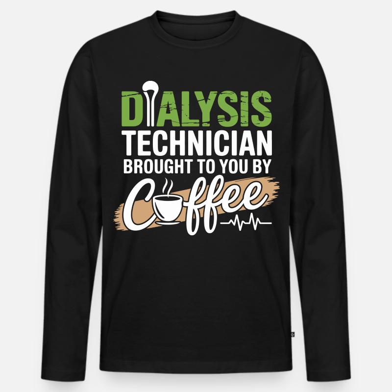 Dialyse-Techniker Kaffee Motiv - Männer Premium Bio Langarmshirt - Schwarz