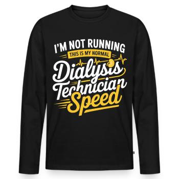 Tempo du technicien en dialyse - T-shirt manches longues Premium bio Homme - noir - Devant - Nico (187cm)
