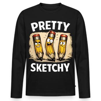 Pretty Sketchy Pretty Sketchy Pencils - Men's Premium Organic Long Sleeve Shirt - black - Front - Nico (187cm)