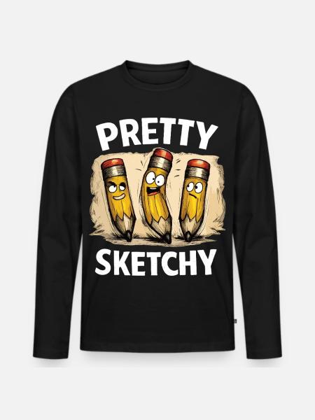 Pretty Sketchy Pretty Sketchy Pencils - Men's Premium Organic Long Sleeve Shirt - black