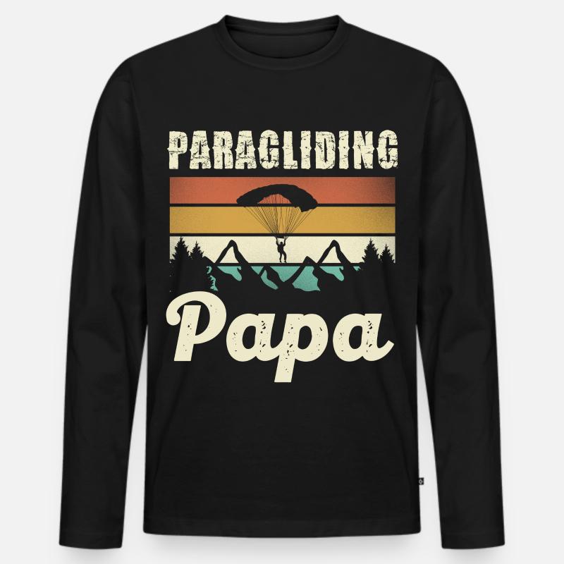 Paragliding Papa Motiv - Männer Premium Bio Langarmshirt - Schwarz