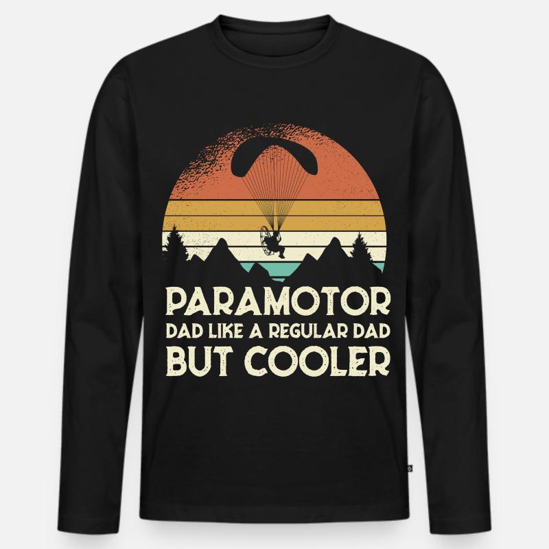 Paramotor Dad Retro Sonnenuntergang - Männer Premium Bio Langarmshirt - Schwarz