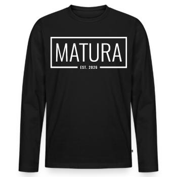 Matura Est. 2026 - Männer Premium Bio Langarmshirt - Schwarz - Vorne - Nico (187cm)