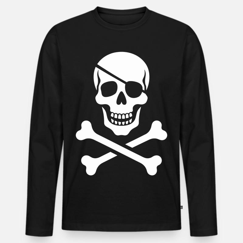 Schädel und Knochen Kreuzdesign - Männer Premium Bio Langarmshirt - Schwarz