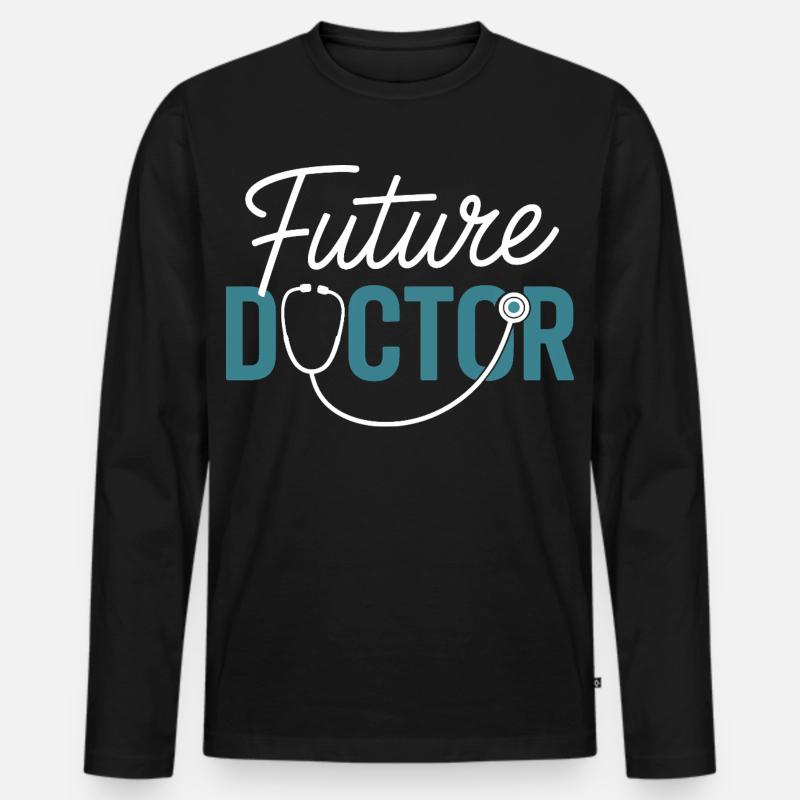 Zukunftsarzt Stethoskop-Design - Männer Premium Bio Langarmshirt - Schwarz