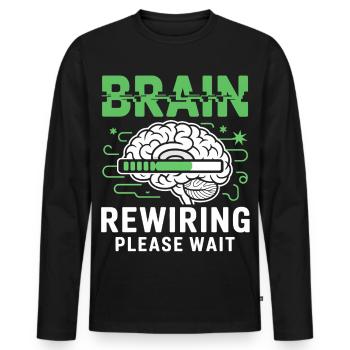 Redémarrage du cerveau Veuillez patienter - T-shirt manches longues Premium bio Homme - noir - Devant - Nico (187cm)